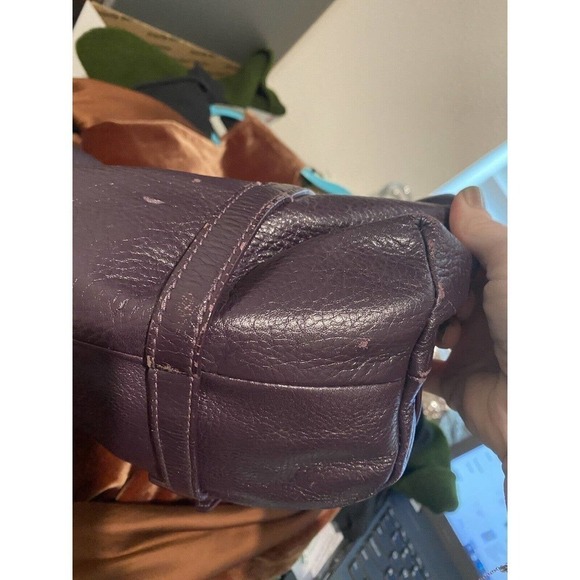 Cole Haan Gramercy Archer Purple Leather Shoulder Bag Handles Crossbody Strap - Picture 13 of 14